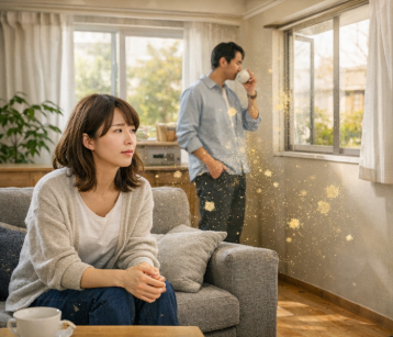   家の中でも花粉症に悩む夫婦｜室内環境が原因の可能性    