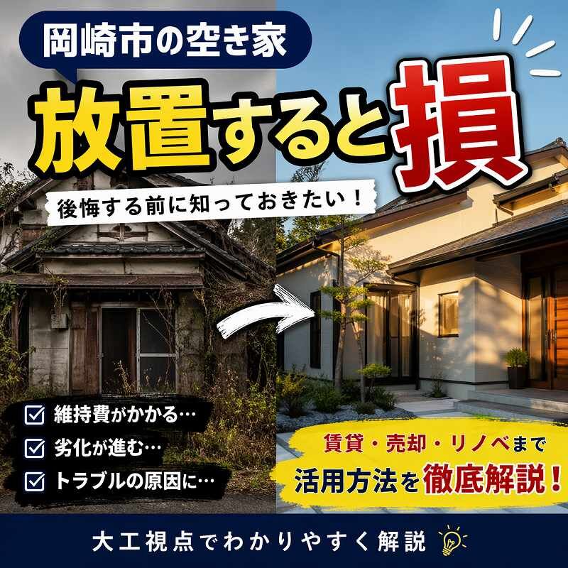岡崎市の空き家活用で後悔しないために｜放置リスクと活用方法を大工視点で解説