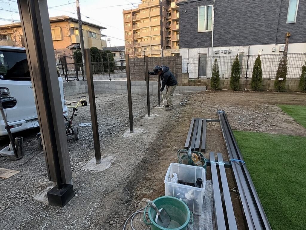 岡崎市の駐車場フェンス工事｜外構施工事例