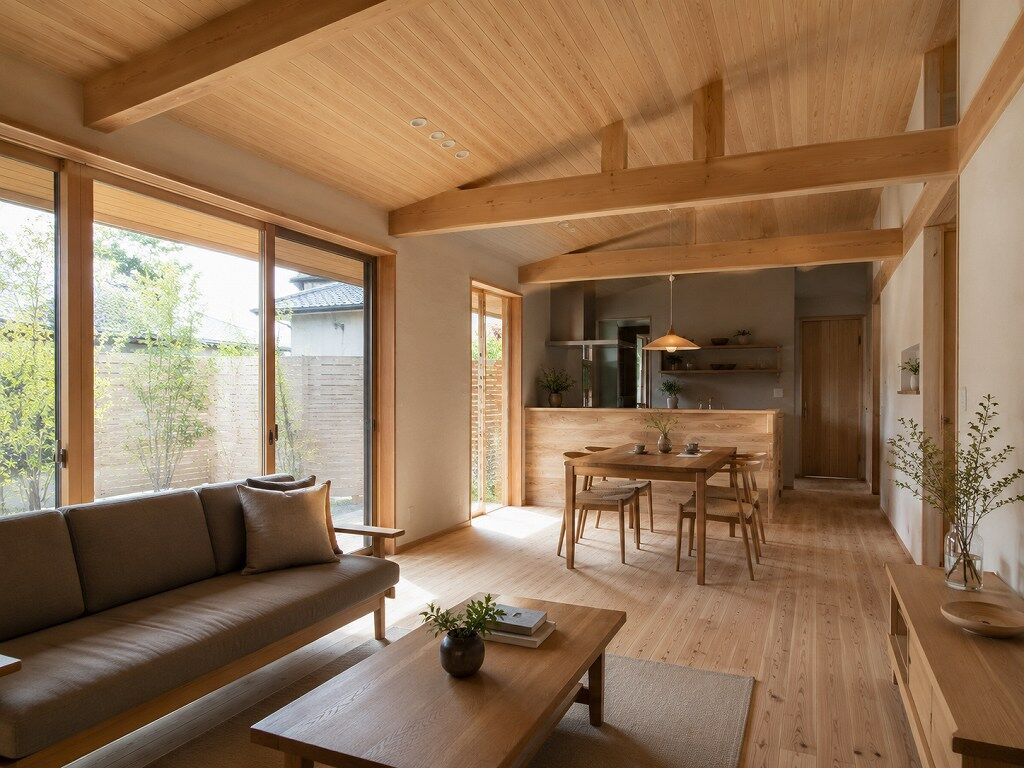   岡崎市の自然素材の平屋住宅をイメージした無垢材のLDK空間    