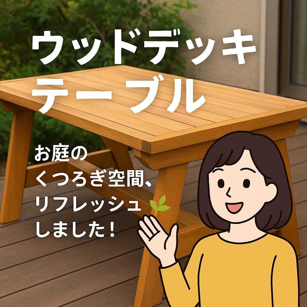 幸田町×ウッドデッキテーブルお庭のくつろぎ空間、リフレッシュしました！🌿✨
